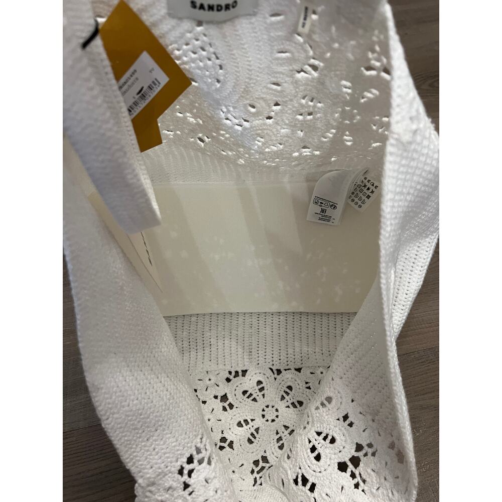 NWT Sandro White Crochet Tote / Shoulder Bag - Picture 5 of 11
